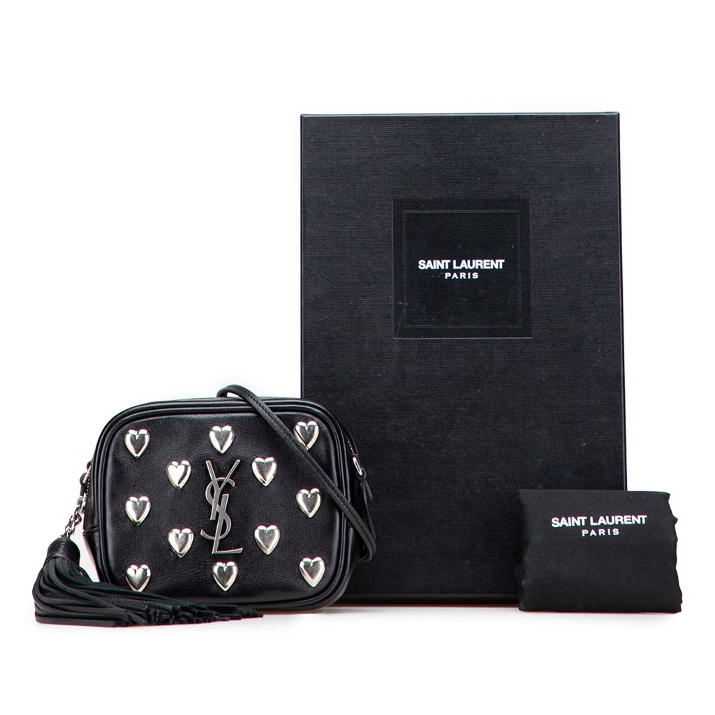 Saint Laurent Studded Calfskin Monogram Heart Blogger Crossbody - Image 12