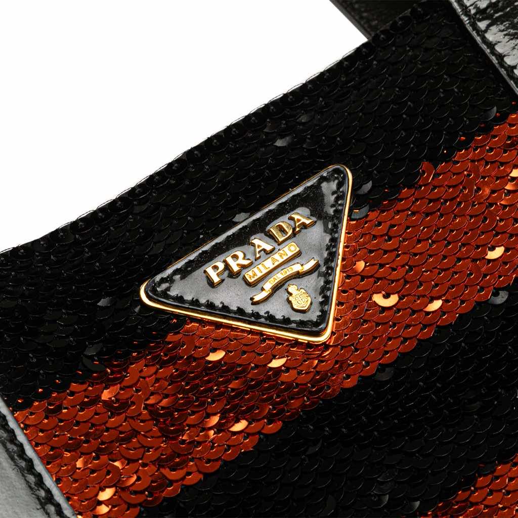Prada Satin Sequin Stripes Tote - Image 13
