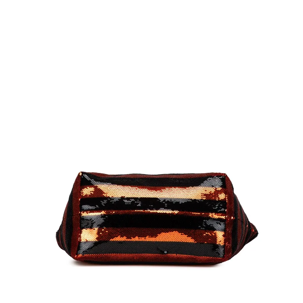 Prada Satin Sequin Stripes Tote Orange Satin Very good - Inside View