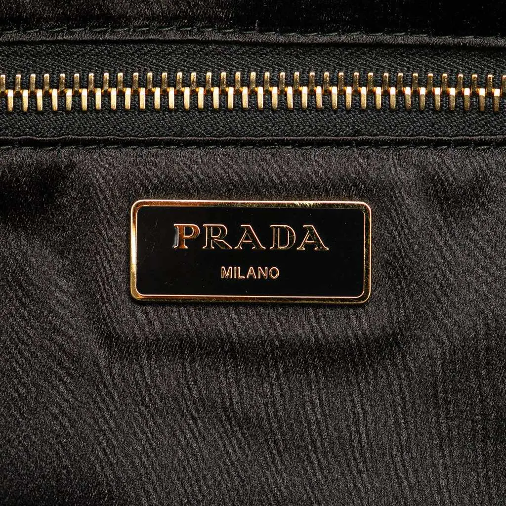 Prada Satin Sequin Stripes Tote Orange Satin Very good - Box View