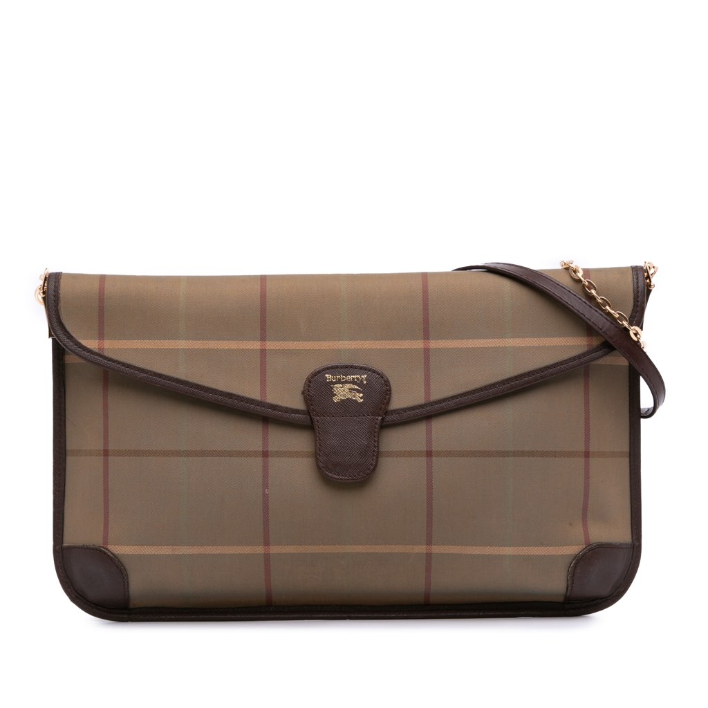 Burberry Vintage Check Canvas Flap Satchel