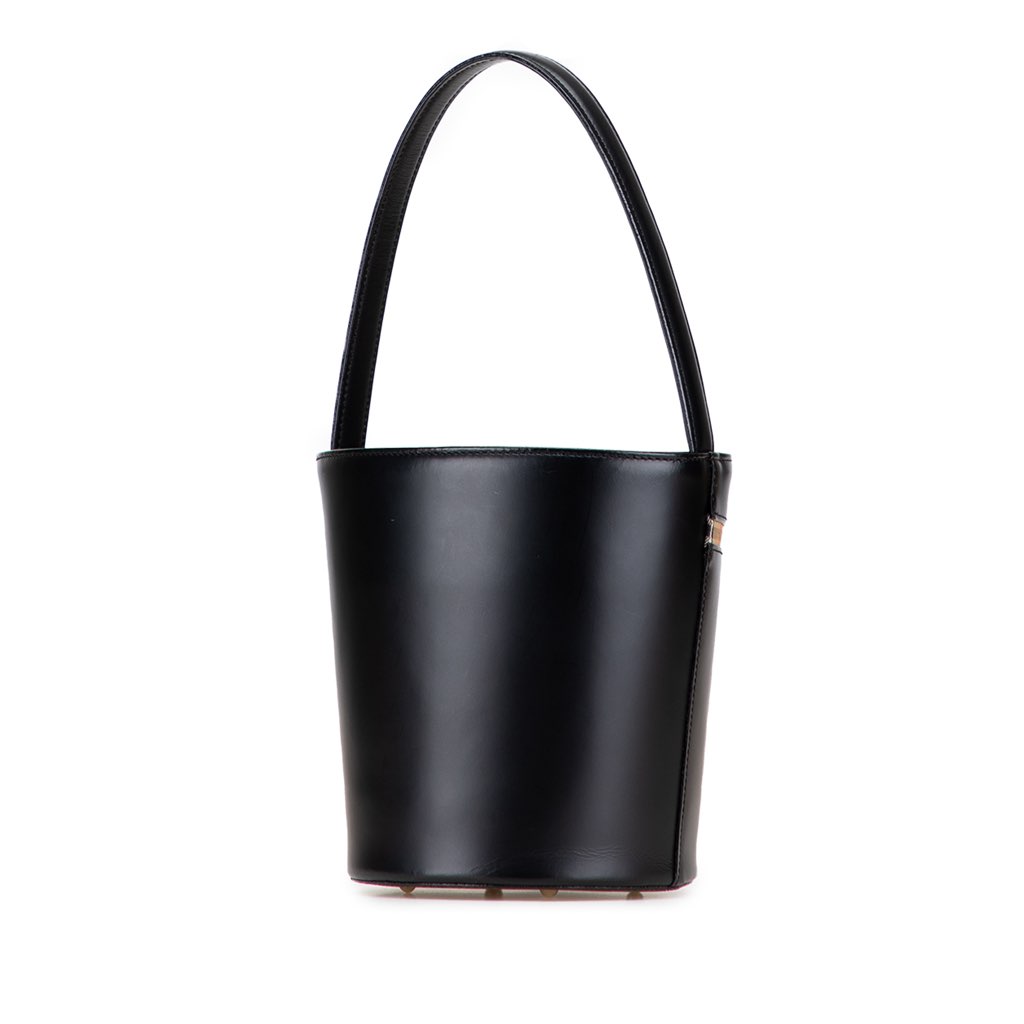 Burberry Haymarket Check Trimmed Leather Bucket Bag - 2