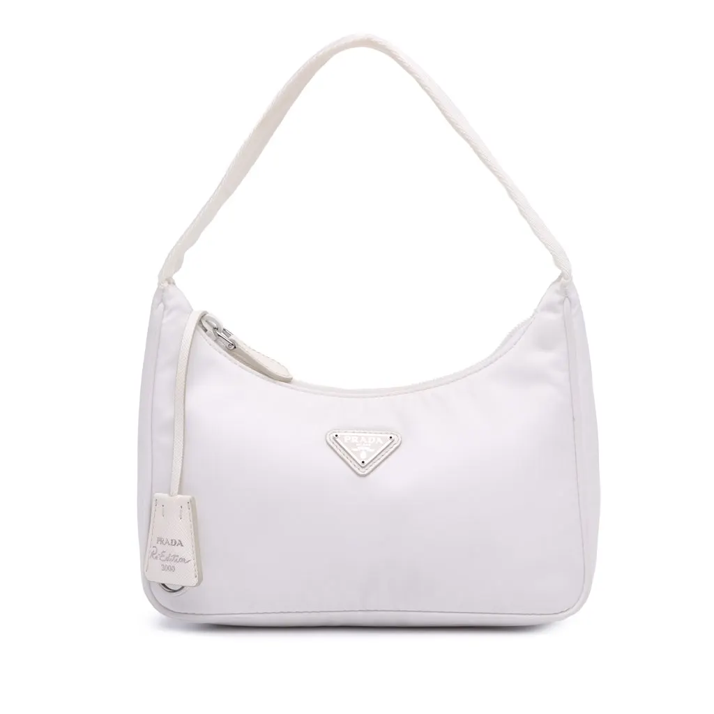 Prada Mini Re Nylon Re Edition 2000 Shoulder Bag White Good - Front View