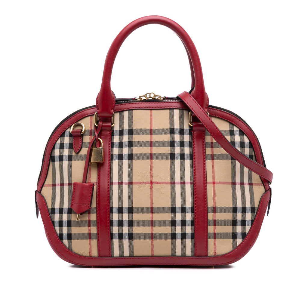 Burberry Small Haymarket Check Canvas Orchard Bowling Bag