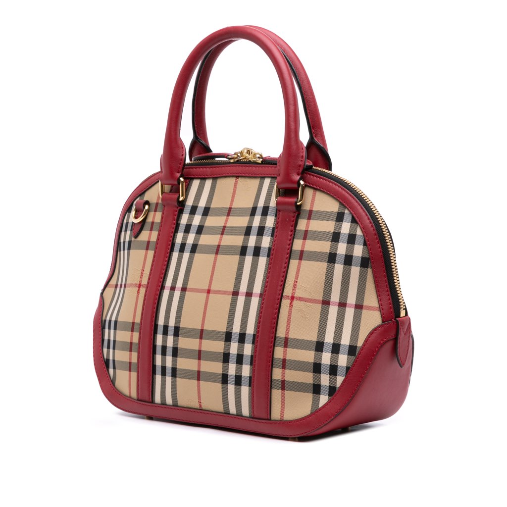 Burberry Small Haymarket Check Canvas Orchard Bowling Bag - Back view