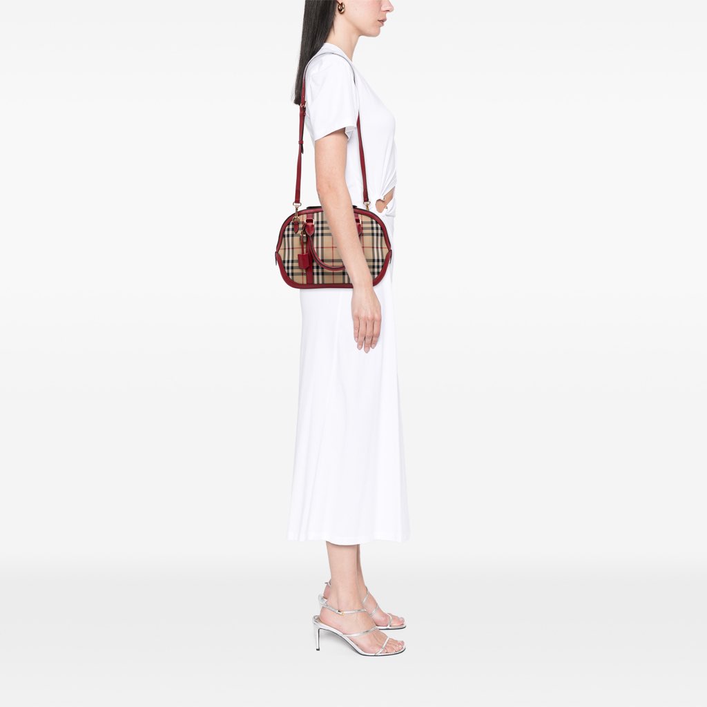 Burberry Small Haymarket Check Canvas Orchard Bowling Bag - Image 12