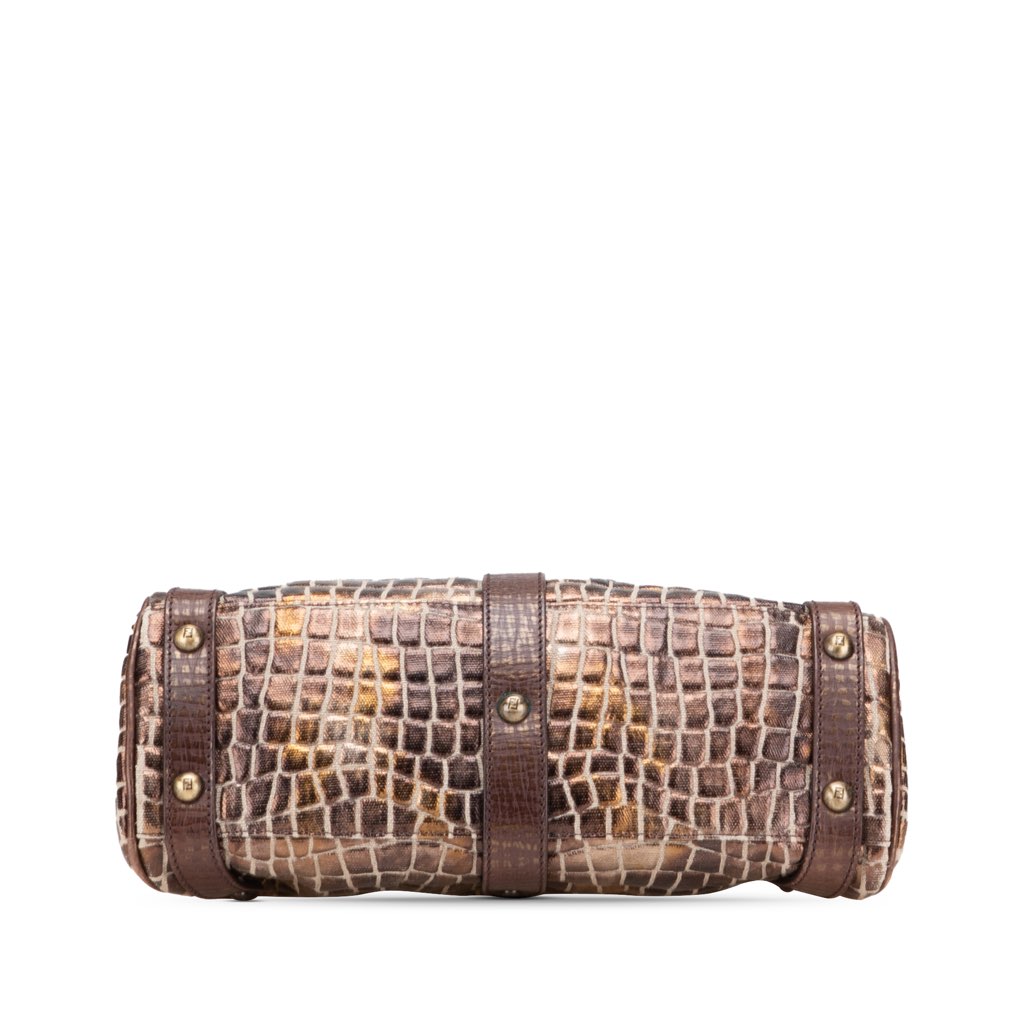 Fendi Small Croc Effect Canvas Magic Handbag - 3