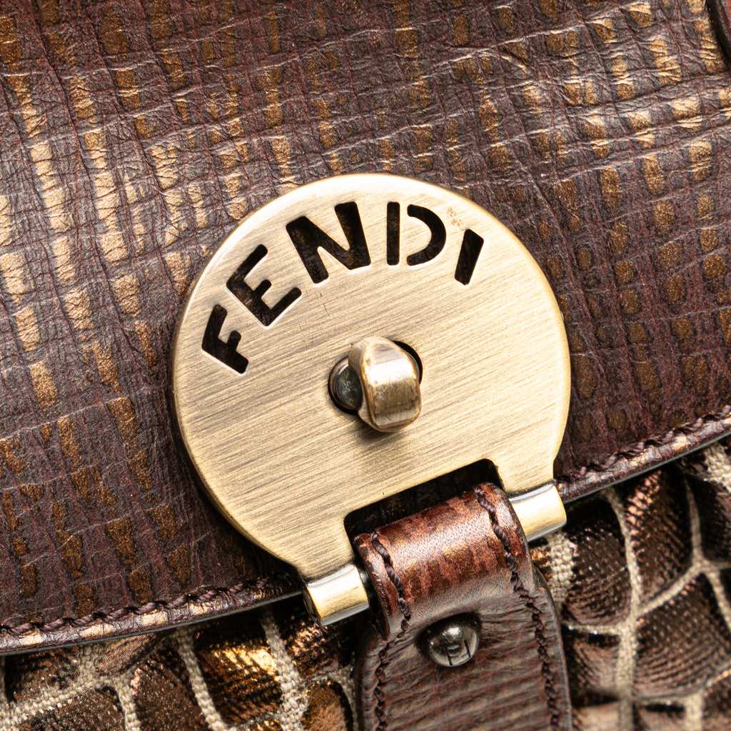 Fendi Small Croc Effect Canvas Magic Handbag - 5