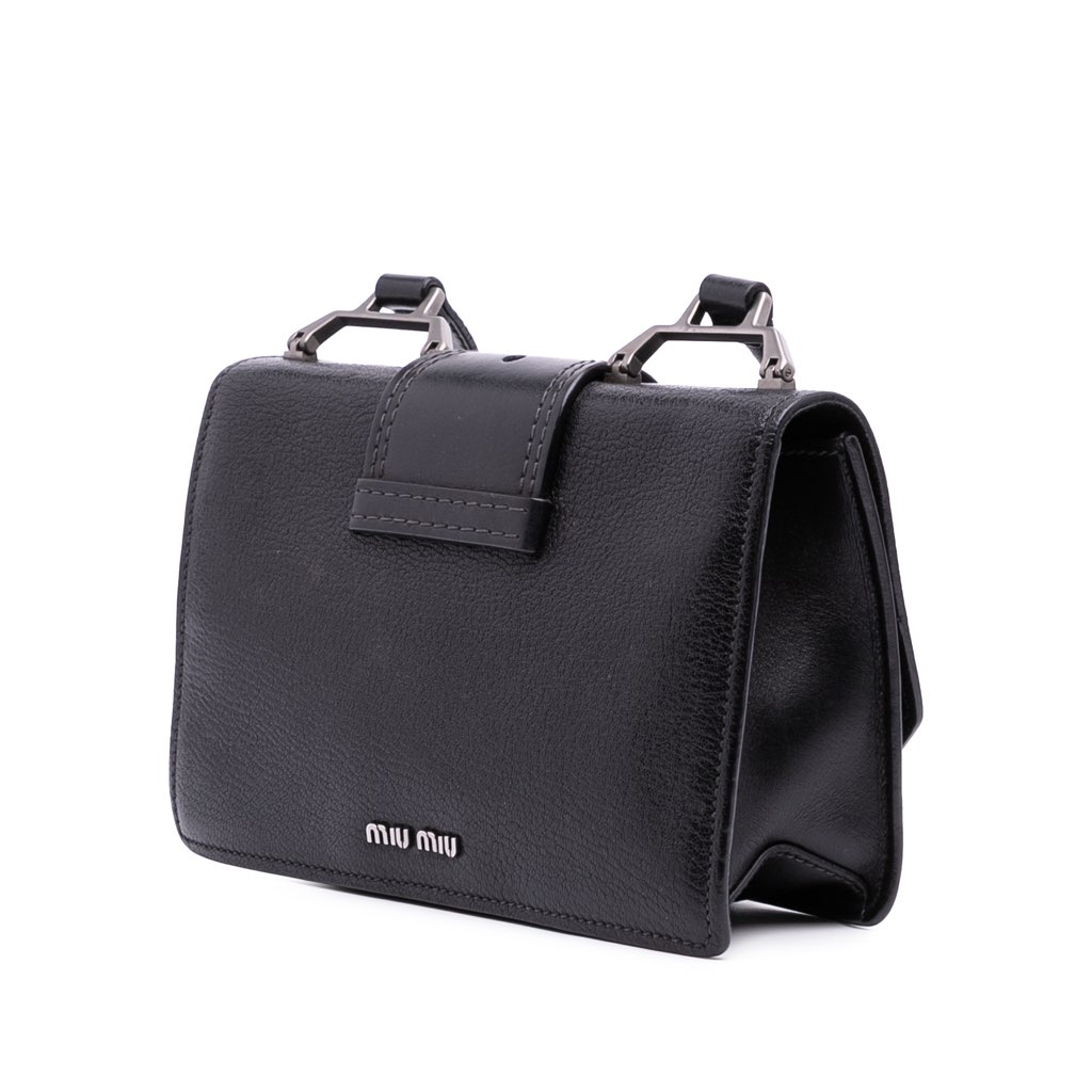 Miu Miu Goatskin Madras Soft Calf Crystal Embellished Crossbody - Back view