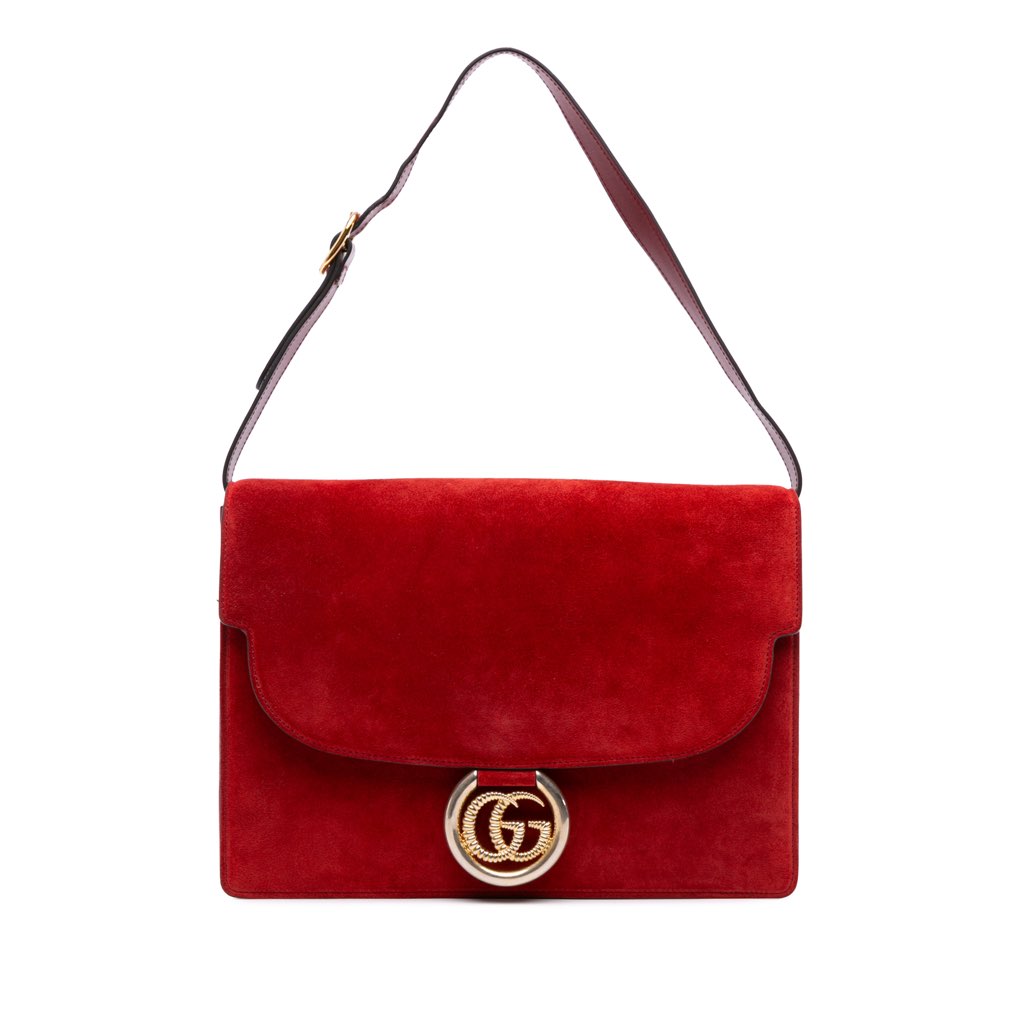 Gucci Medium Suede GG Ring Torchon Shoulder Bag