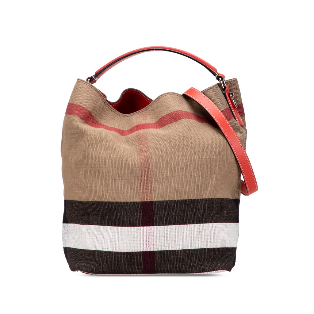 Burberry Medium Mega Check Canvas Ashby Bucket Bag