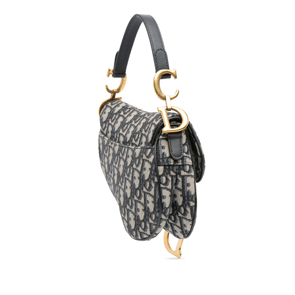 Dior Mini Oblique Canvas Saddle Bag - Back view
