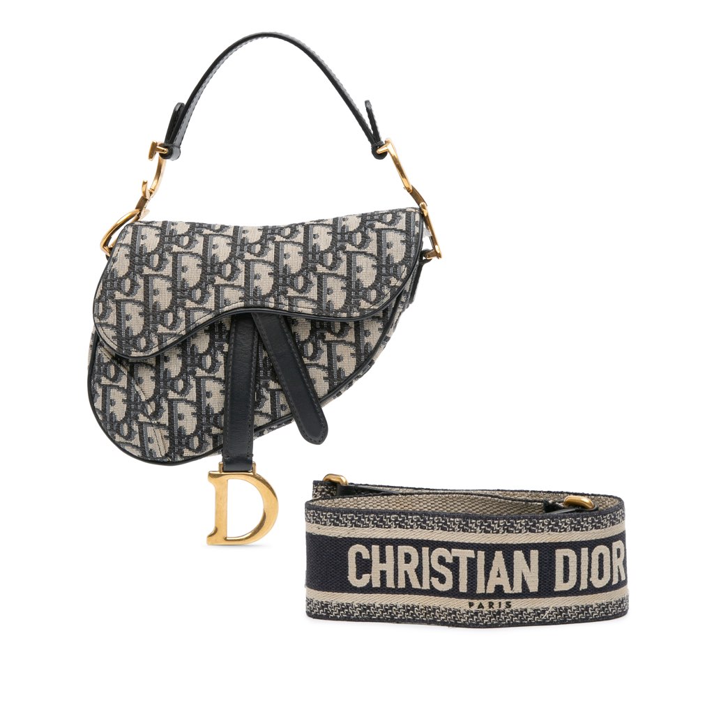 Dior Mini Oblique Canvas Saddle Bag - Image 11