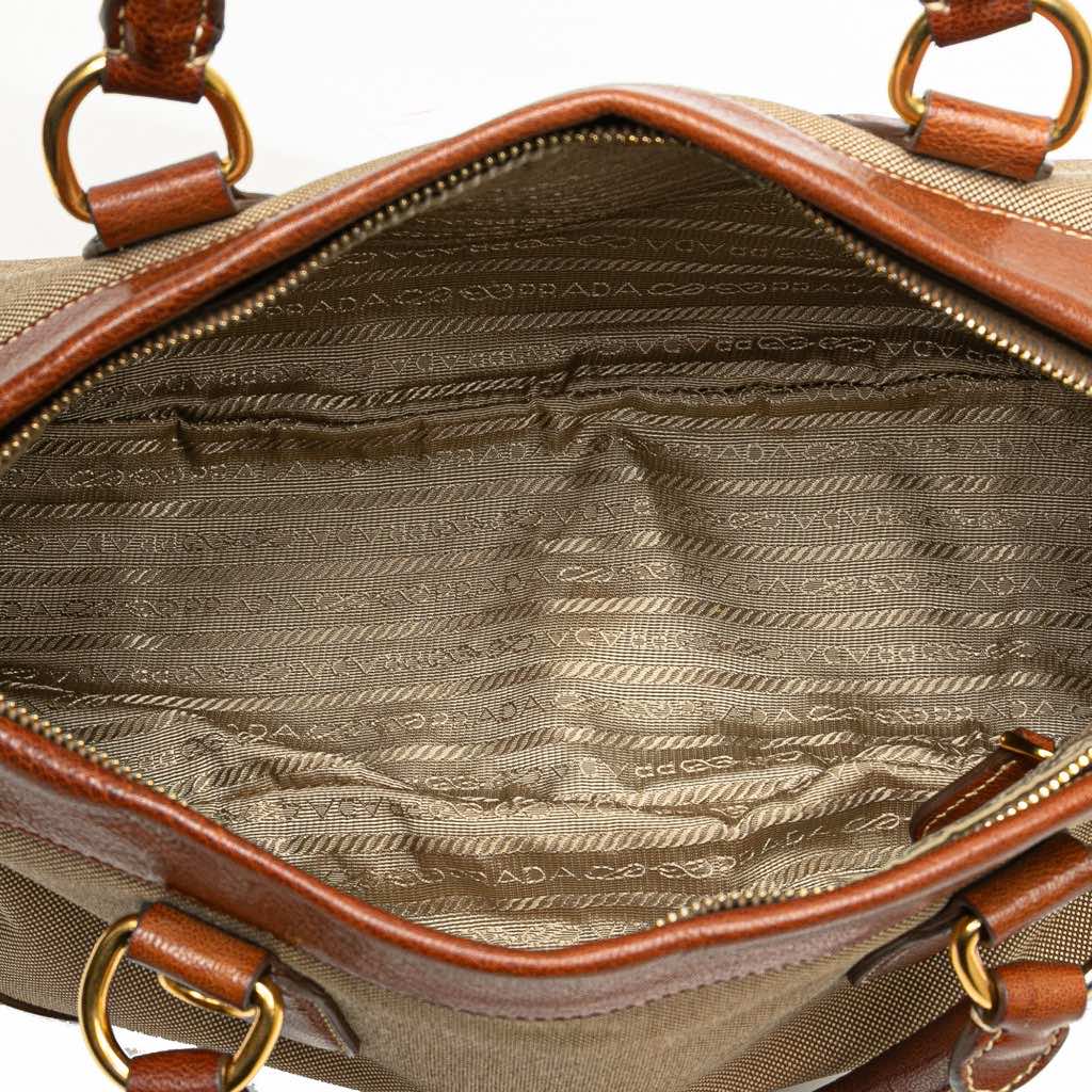 Prada Leather Trimmed Canvas Canapa Logo Satchel - 4