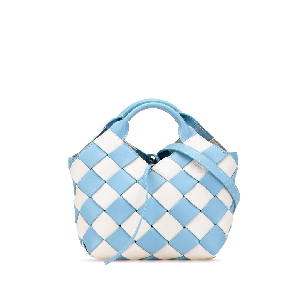 Loewe Mini Woven Calfskin Gingham Surplus Basket Bag