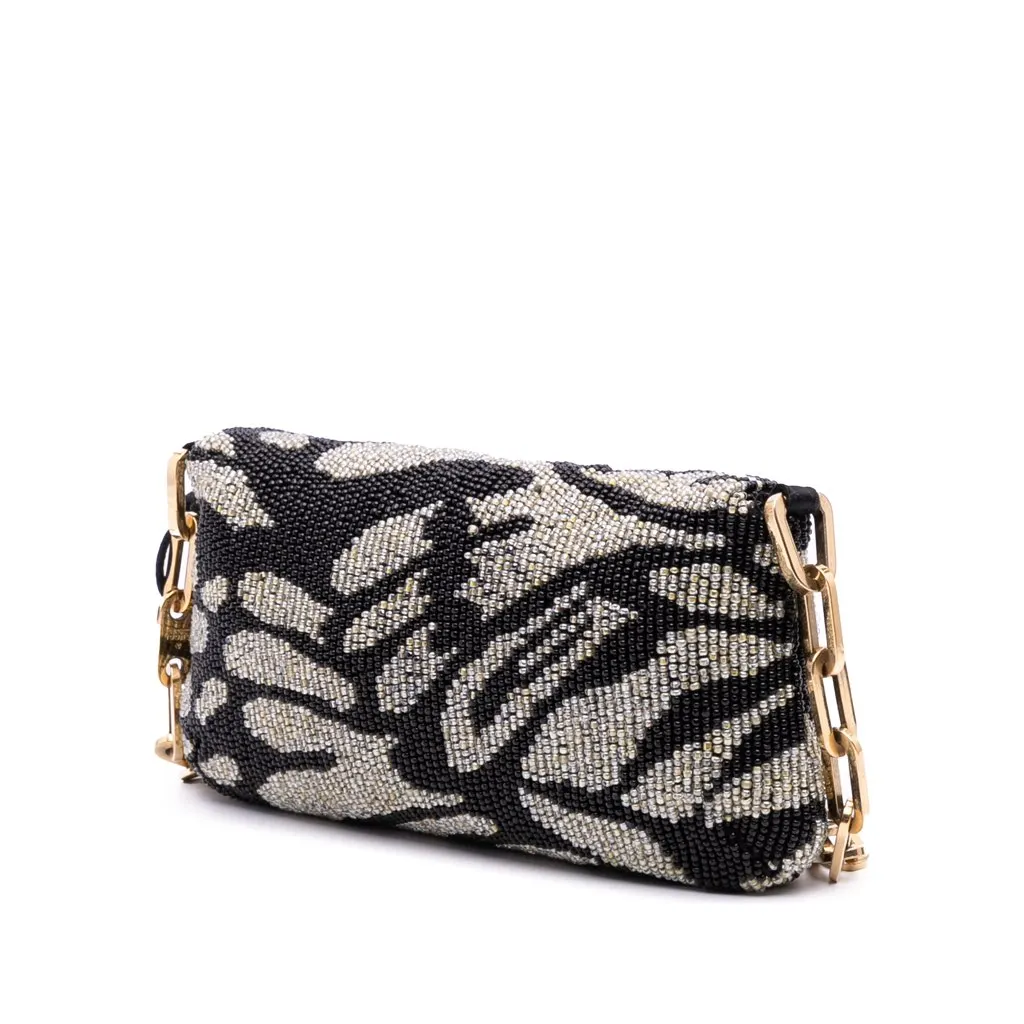 Gucci Tom Ford Zebra Beaded Satin Shoulder Bag Black Satin Good - Back View