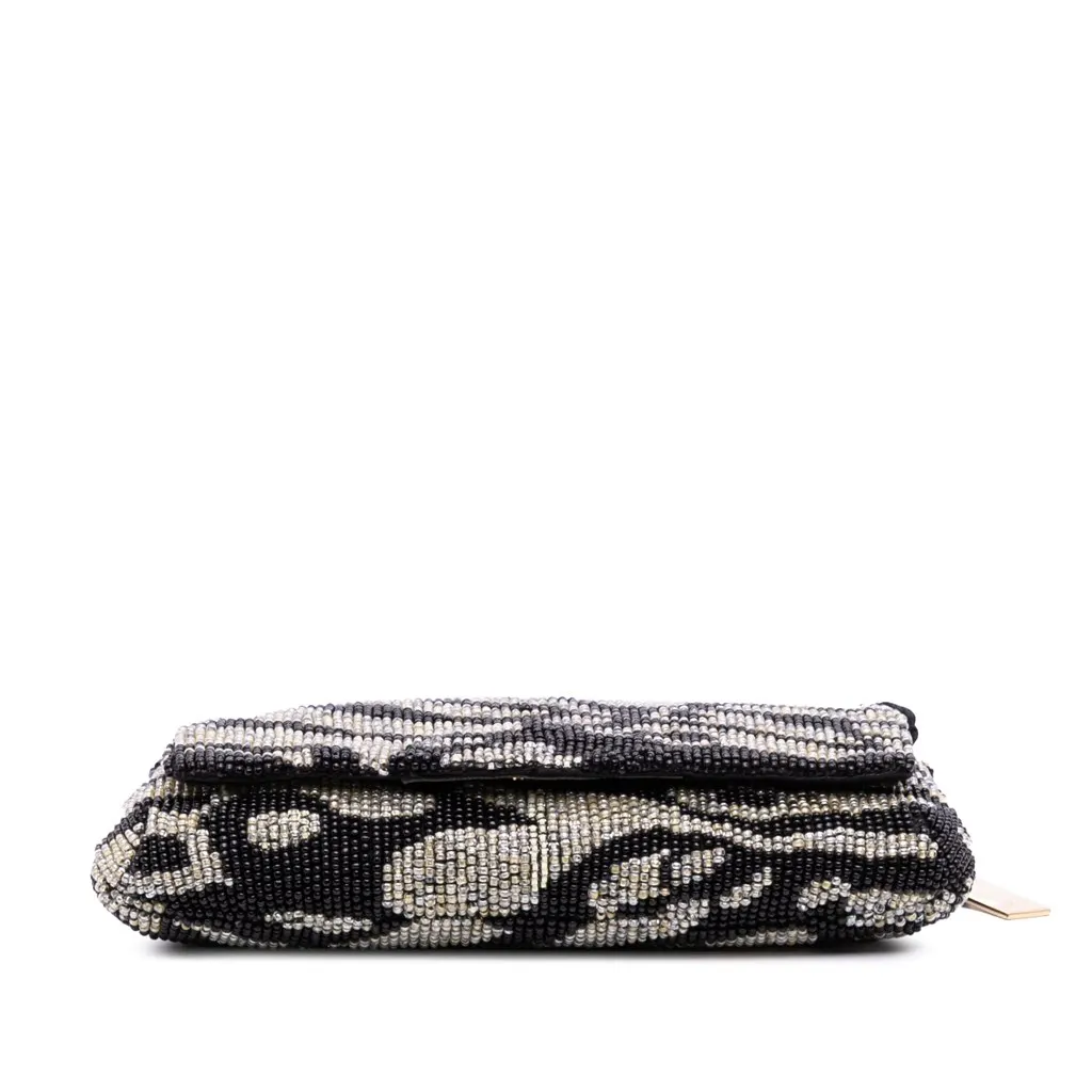 Gucci Tom Ford Zebra Beaded Satin Shoulder Bag Black Satin Good - Inside View
