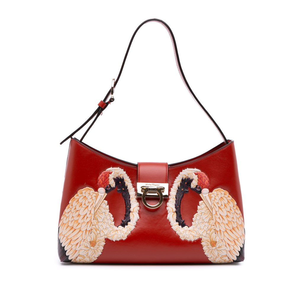 Salvatore Ferragamo Printed Leather Trifolio Shoulder Bag