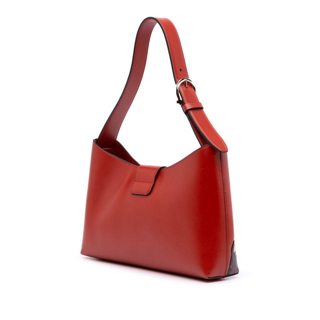 Salvatore Ferragamo Printed Leather Trifolio Shoulder Bag - Back view