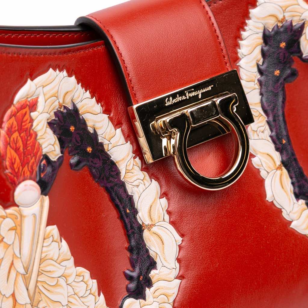 Salvatore Ferragamo Printed Leather Trifolio Shoulder Bag - Detail 2