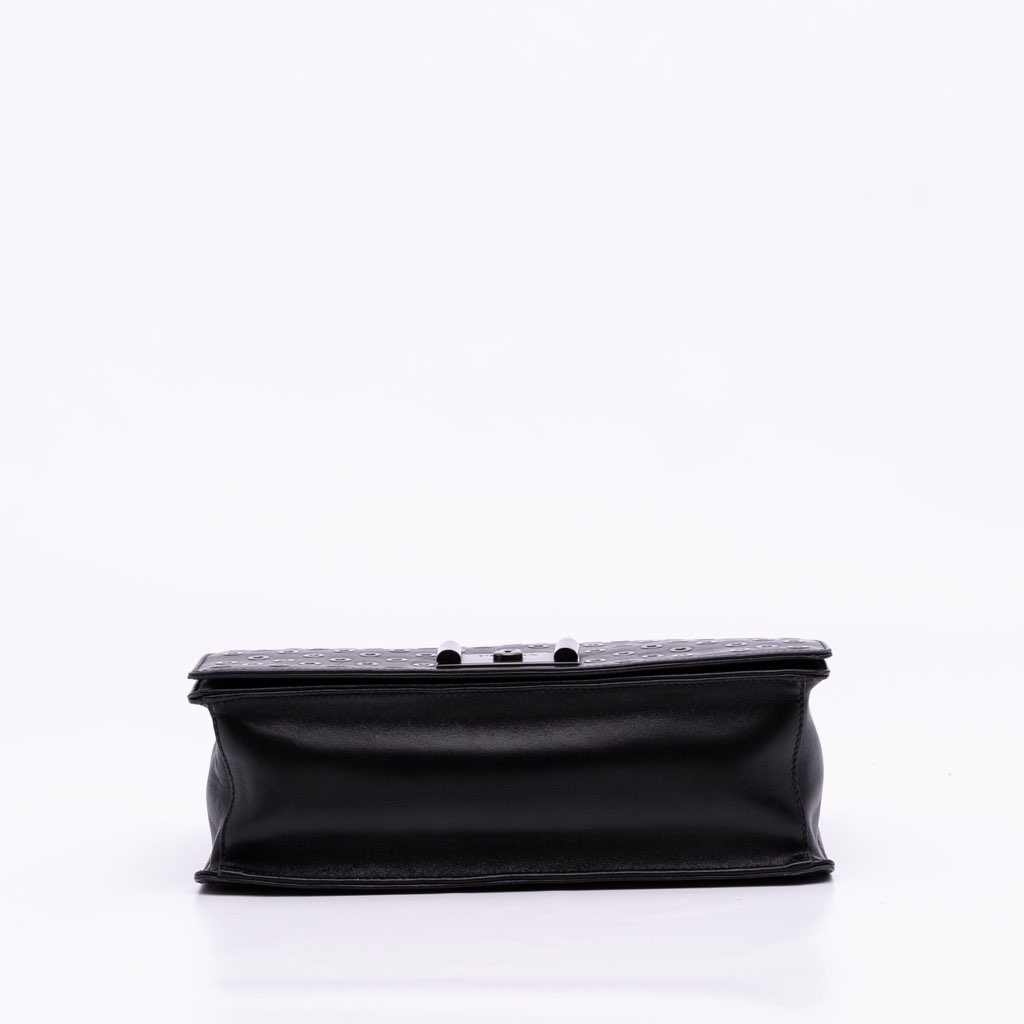 Prada Soft Calf Grommet Lock Flap Chain Crossbody - 3