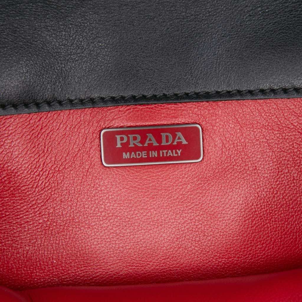 Prada Soft Calf Grommet Lock Flap Chain Crossbody - 5