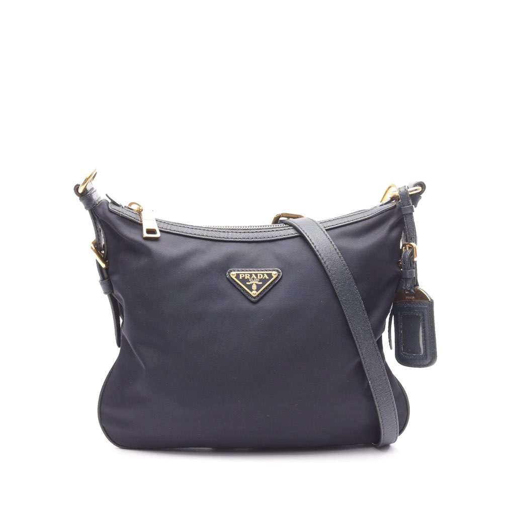 Prada Saffiano Trimmed Tessuto Zip Top Crossbody