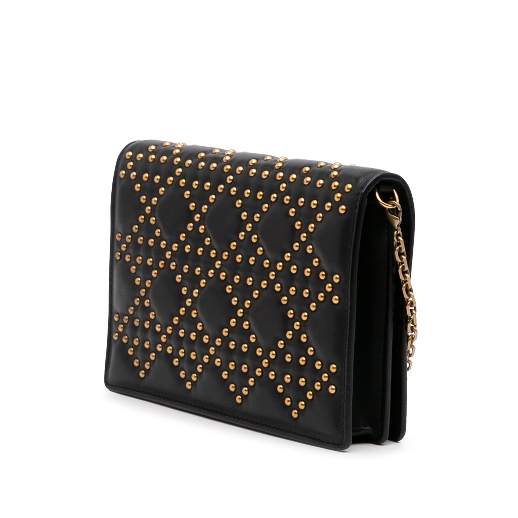 Dior Studded Calfskin Cannage Lady Dior Wallet on Chain - 2