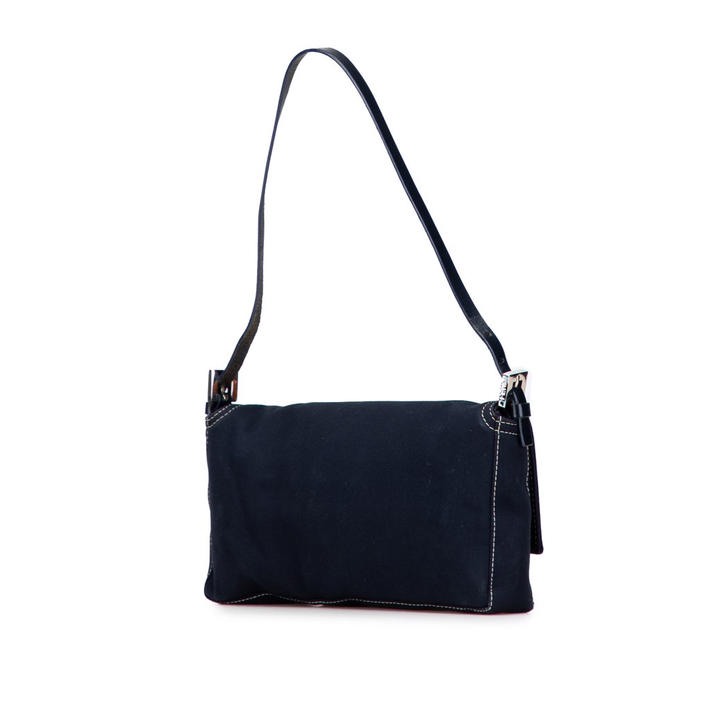 Fendi Canvas FF Marble Baguette Shoulder Bag - Back view