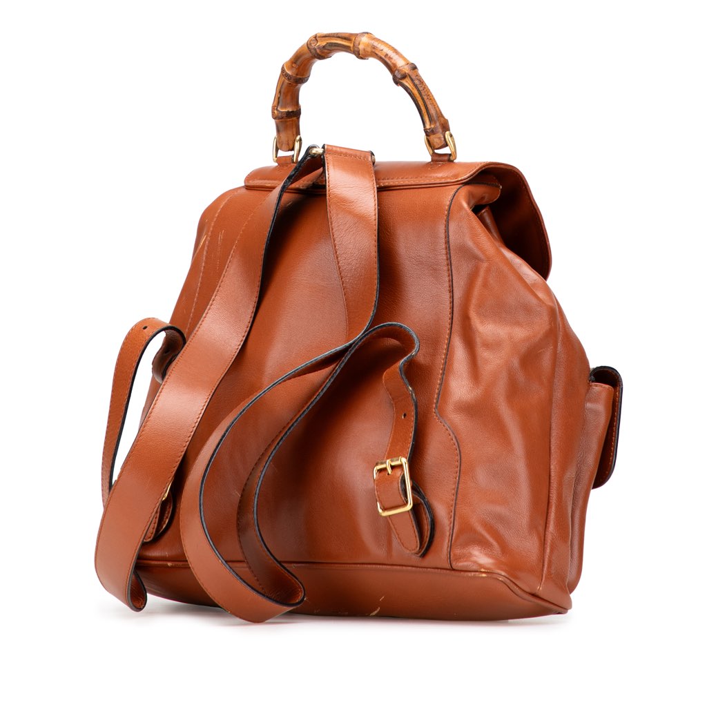 Gucci Leather Bamboo Drawstring Backpack - 2