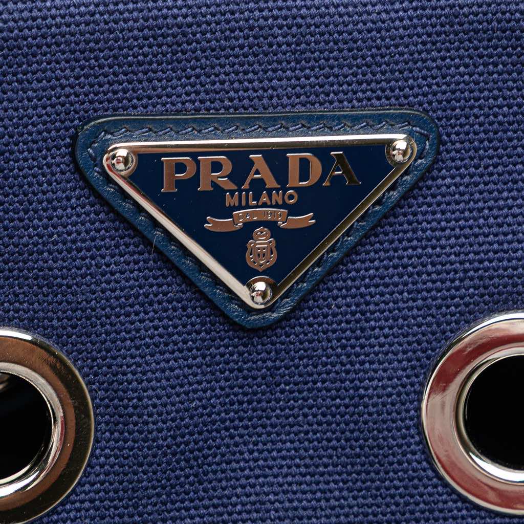 Prada Small Canvas Canapa Grommet Satchel - Image 10