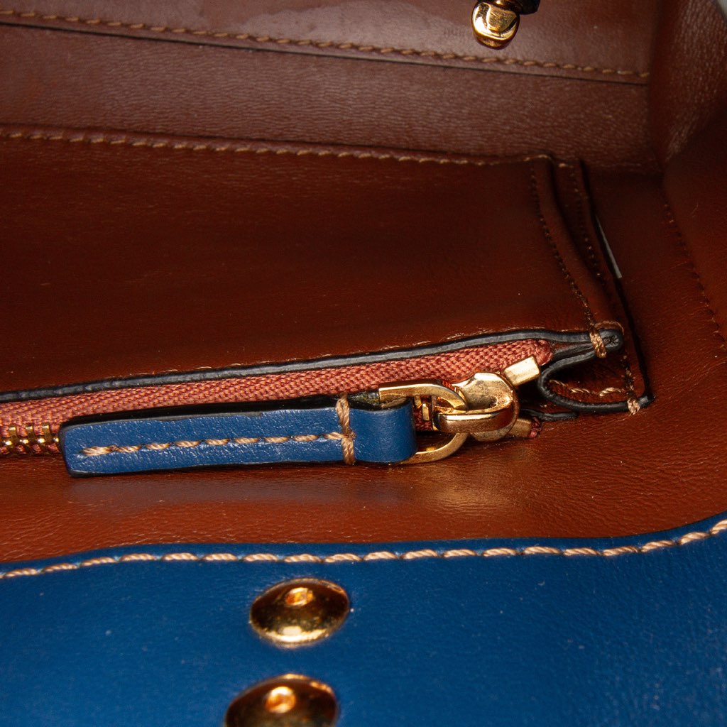 Versace Small Denim La Medusa Chain Top Handle Bag - Side view