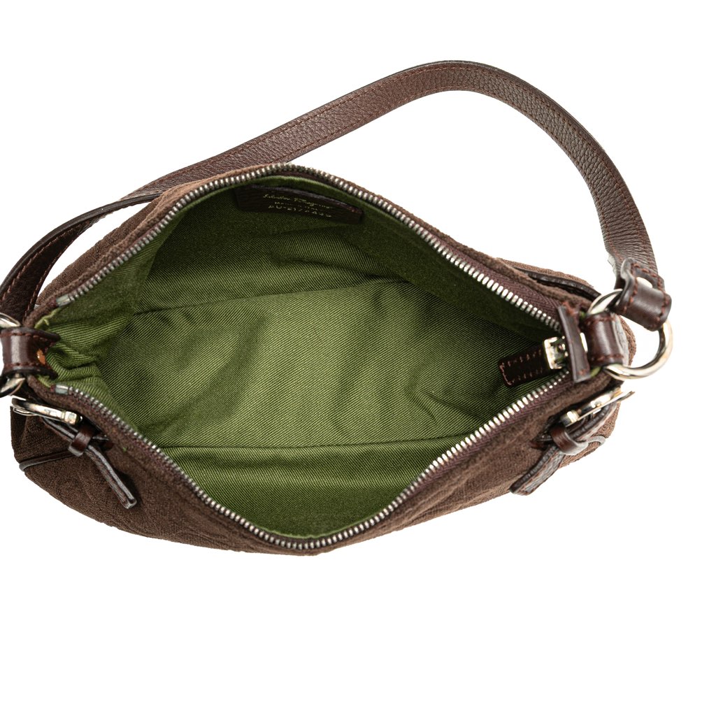 Salvatore Ferragamo Gancini Suede Shoulder Bag - 4