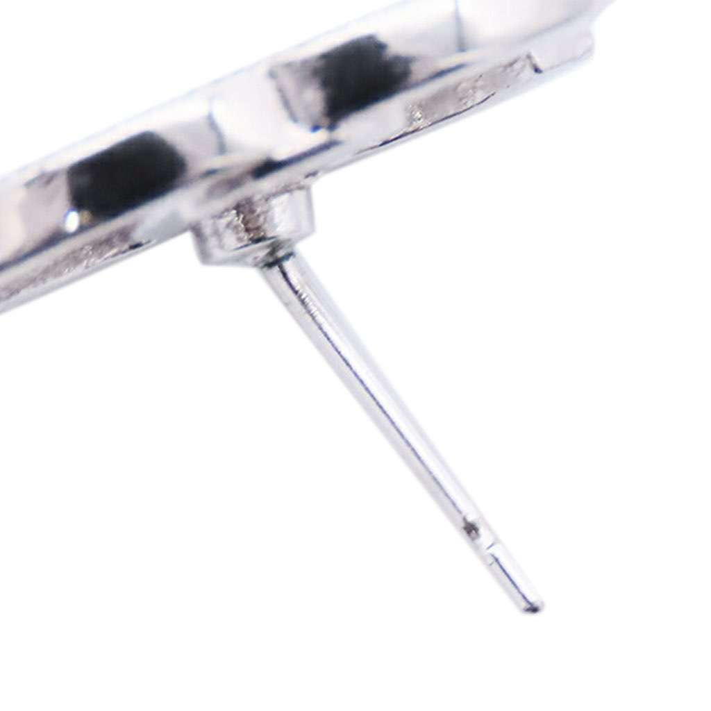 Chanel Silver Rhinestones CC Push Back Earrings - Side view