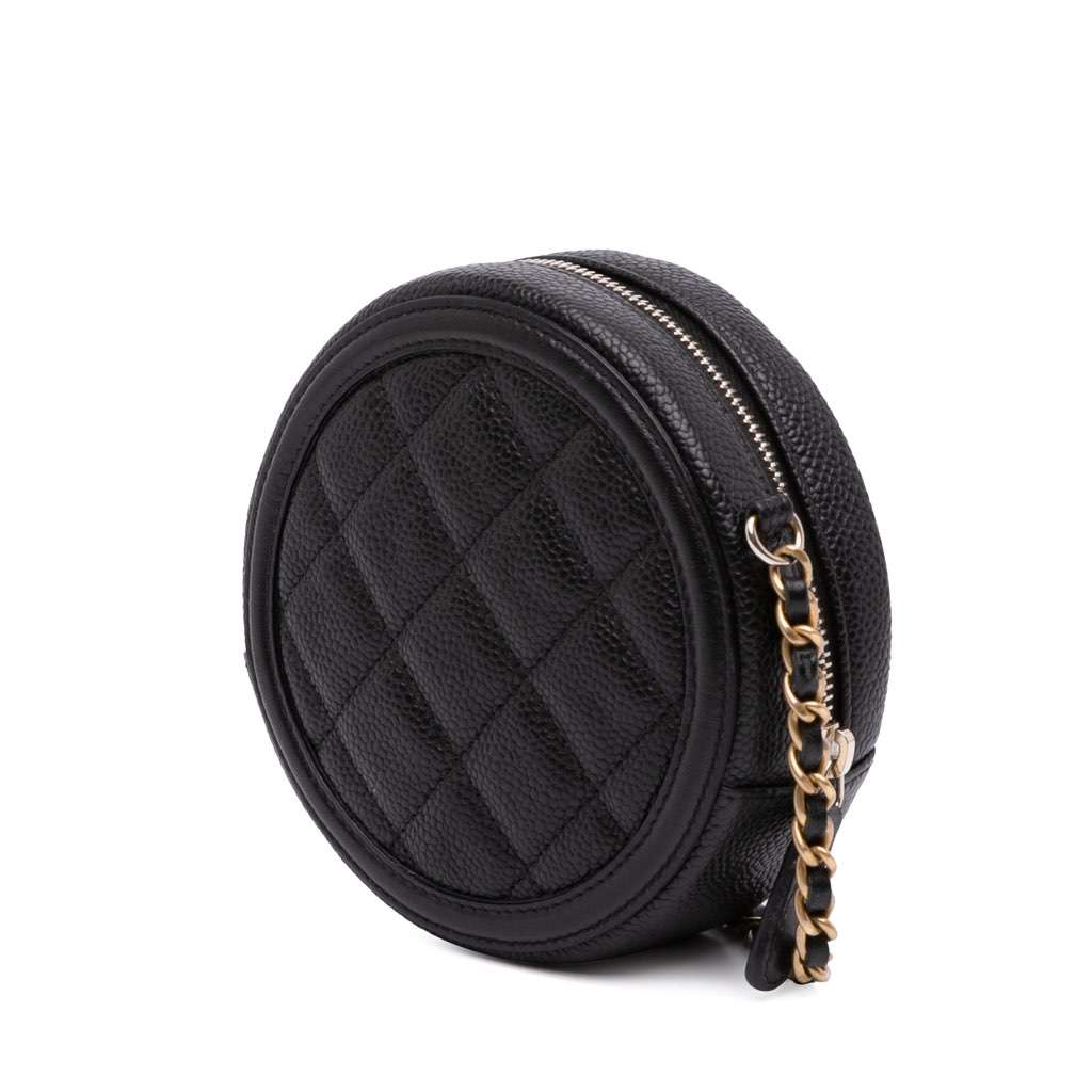 Chanel Caviar CC Filigree Round Clutch with Chain - Back view