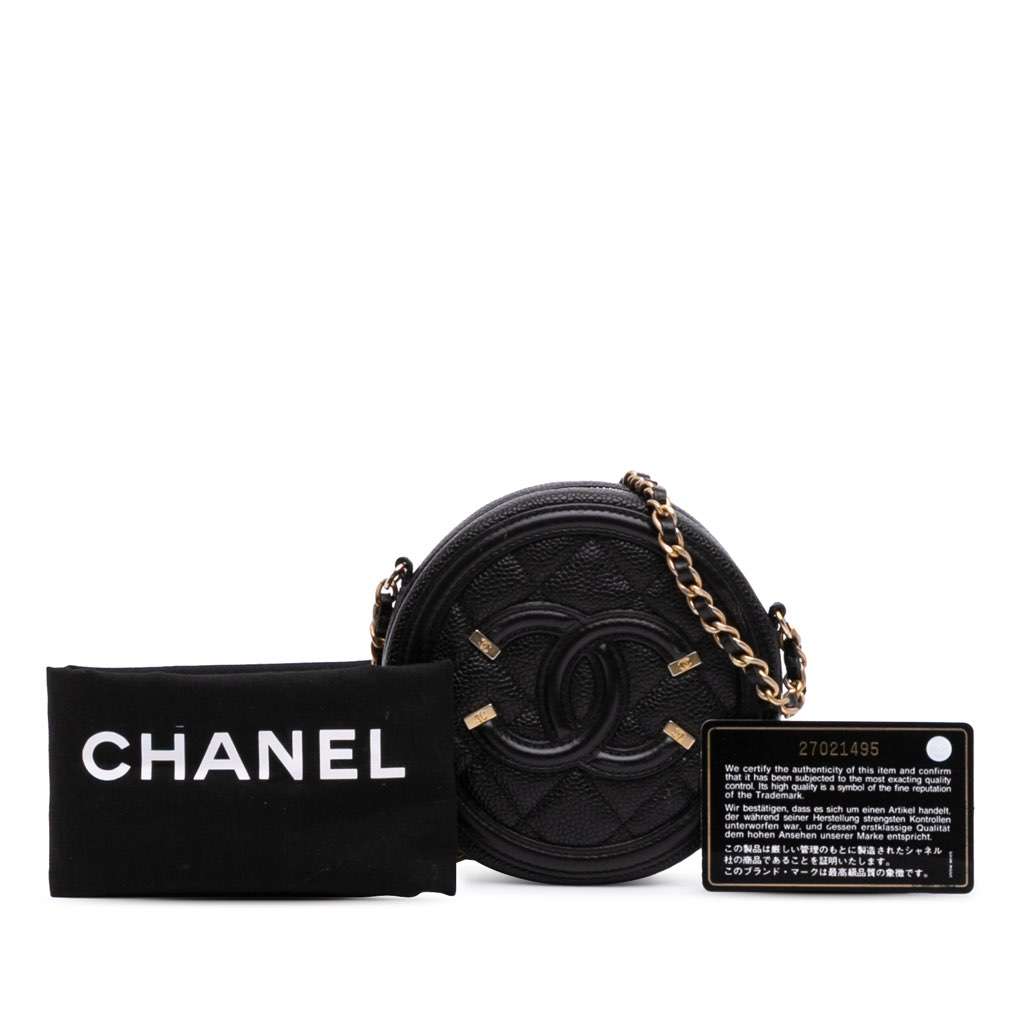 Chanel Caviar CC Filigree Round Clutch with Chain - Image 13