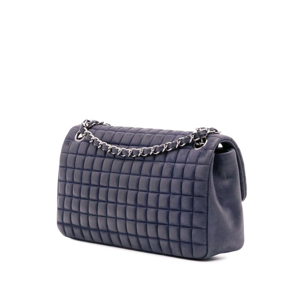 Chanel Chocolate Bar Iridescent Calfskin Bubble Flap - Back view