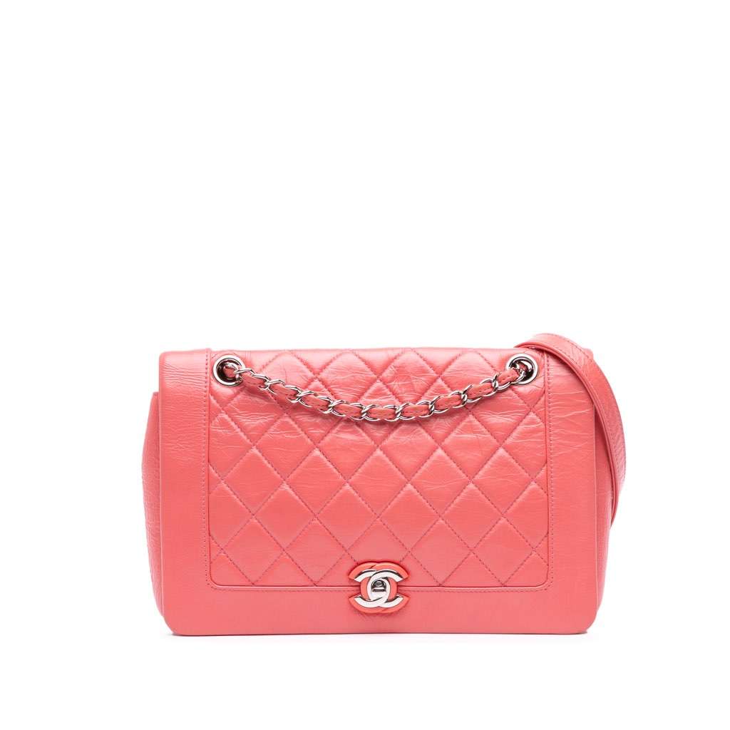 Chanel Crumpled Calfskin Bi Quilted Vintage Full Flap