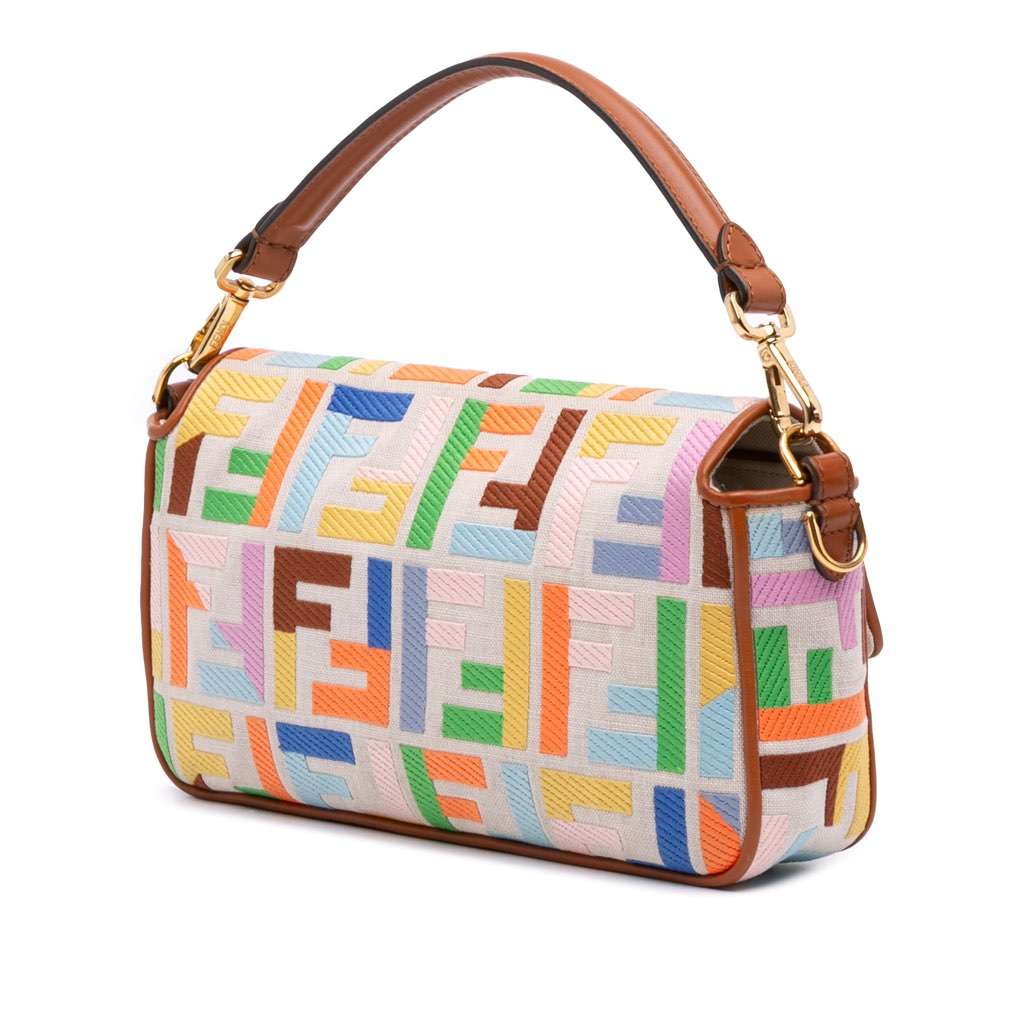 Fendi Zucca Embroidered Canvas Baguette Satchel - 2