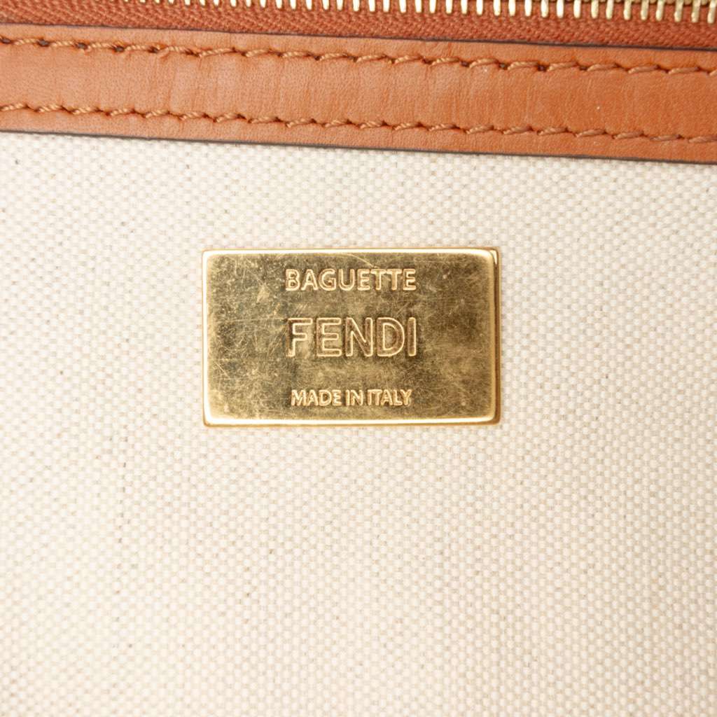 Fendi Zucca Embroidered Canvas Baguette Satchel - 5