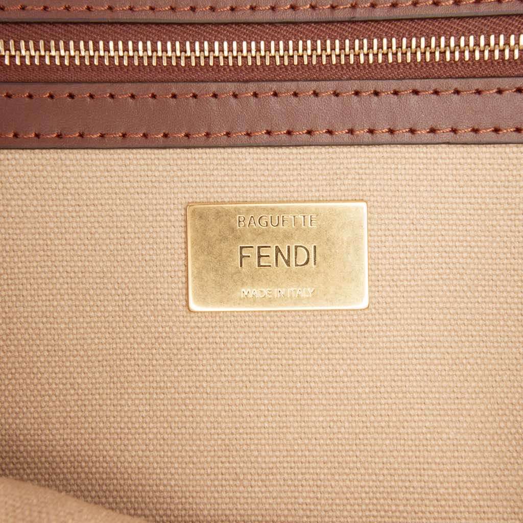 Fendi Zucca Embroidered Canvas Baguette Satchel - 5