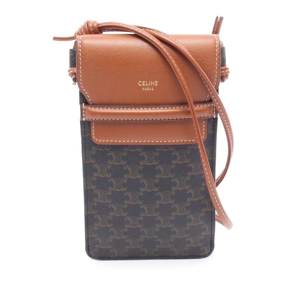 Celine Triomphe Coated Canvas Phone Pouch Flap Crossbody