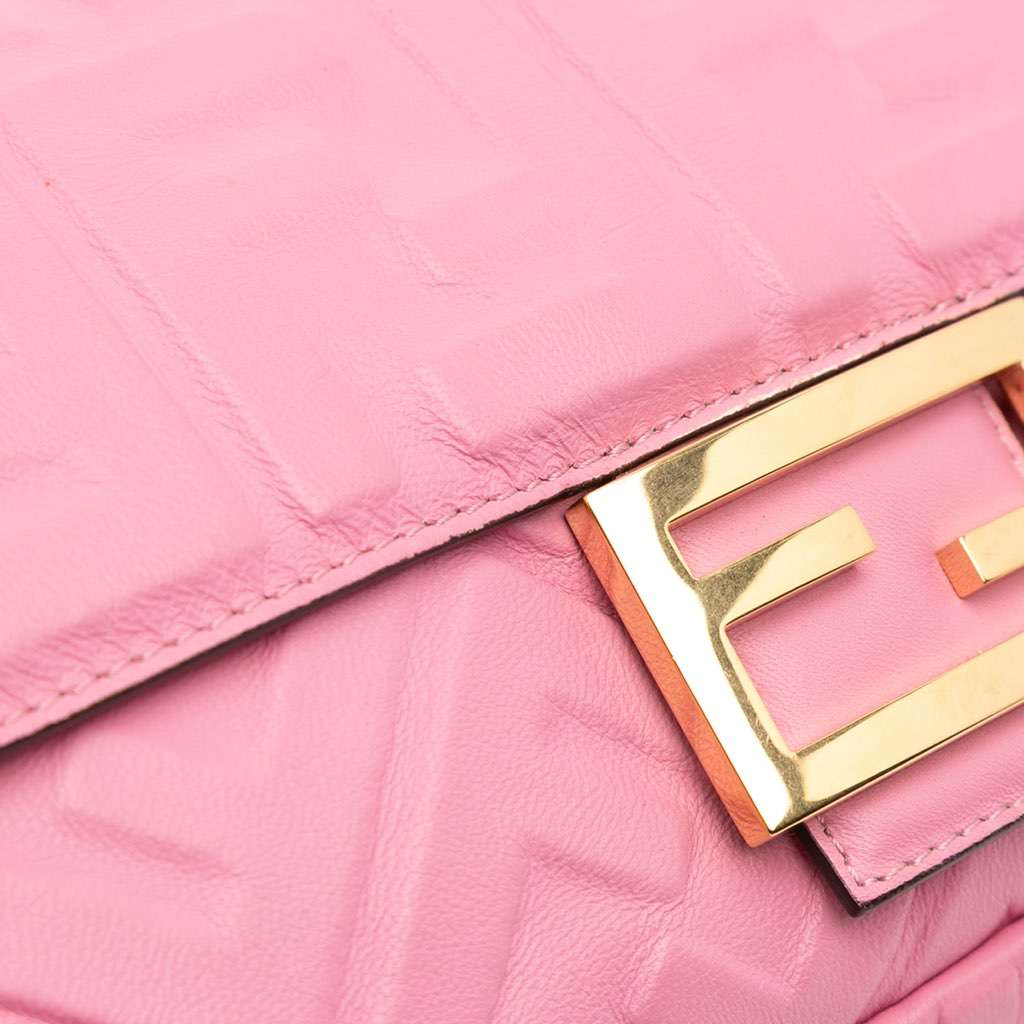 Fendi Zucca Embossed Leather Baguette Satchel - Image 12