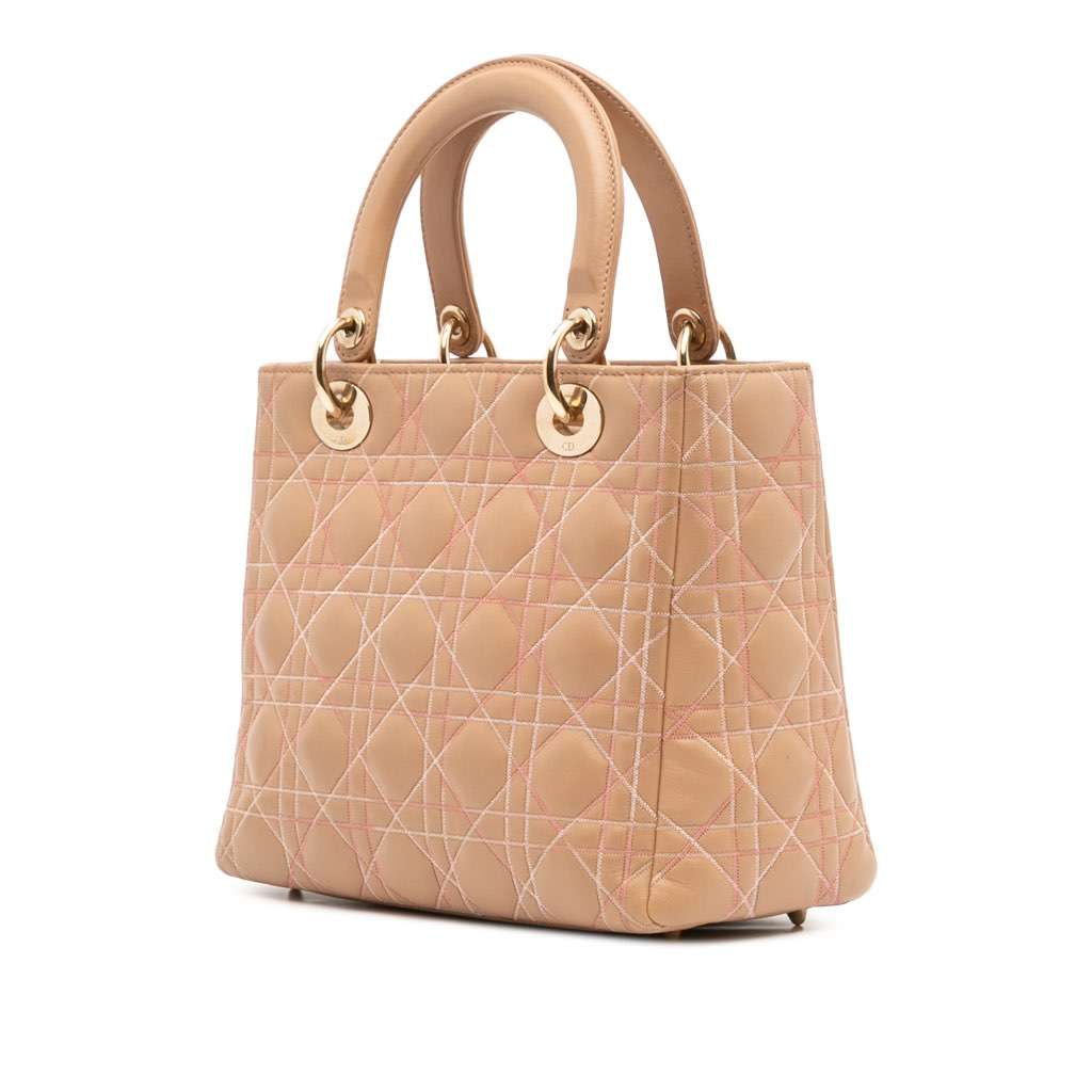 Dior Medium Lambskin Cannage Contrast Stitch Lady Dior - Back view