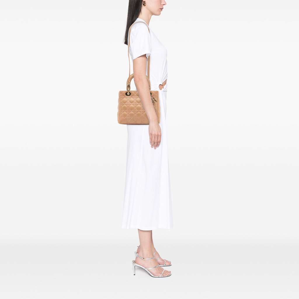 Dior Medium Lambskin Cannage Contrast Stitch Lady Dior - Image 13