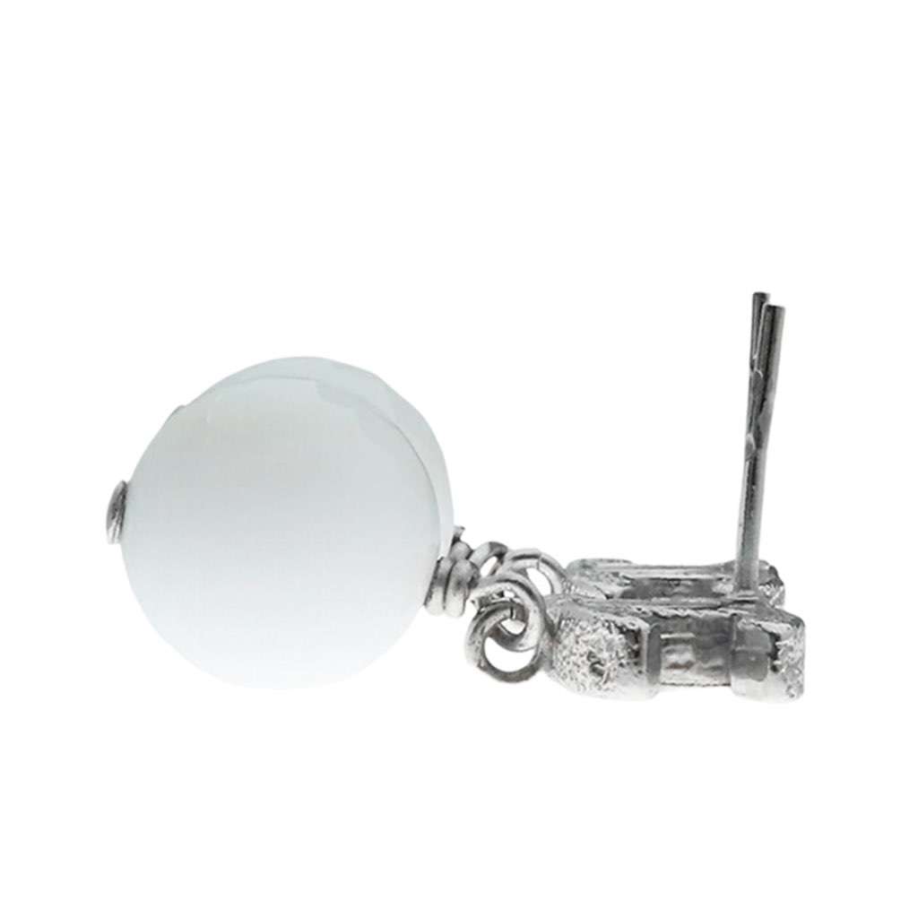 Chanel Silver Plated CC Enamel Bead Drop Push Back Earrings - 4