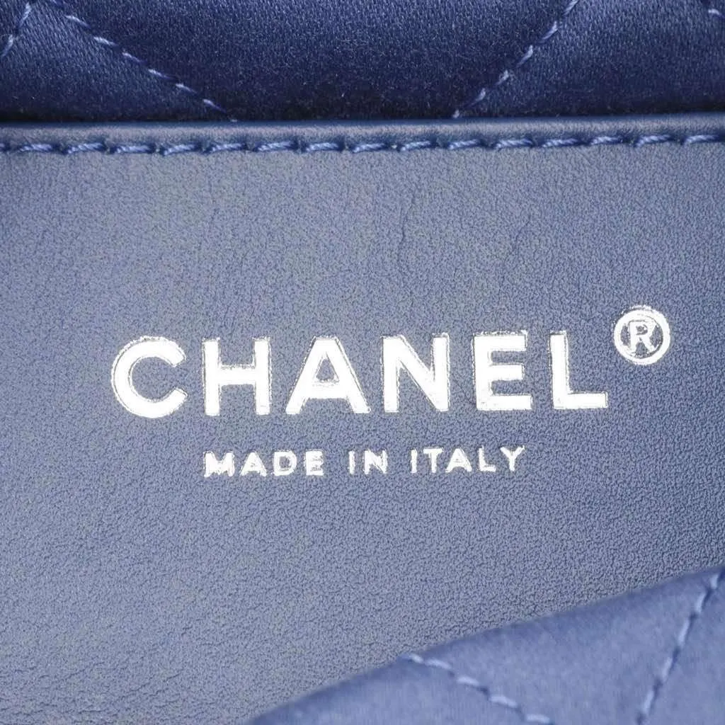 Chanel Mini Denim Studded 22 Handbag Blue Denim Good - Model View