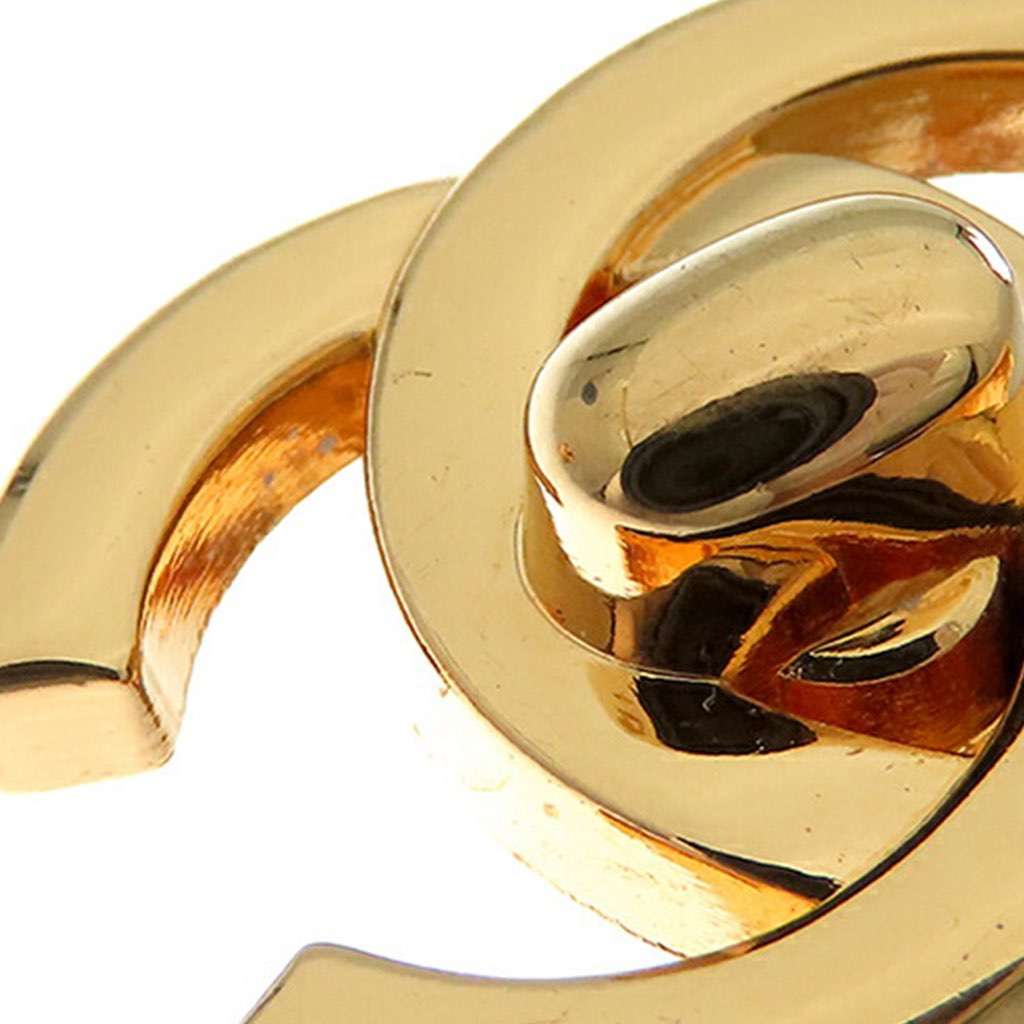 Chanel Gold Plated CC Turn Lock Clip on Earrings - 4