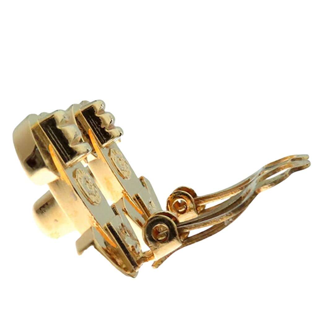 Chanel Gold Plated CC Turn Lock Clip on Earrings - Side view