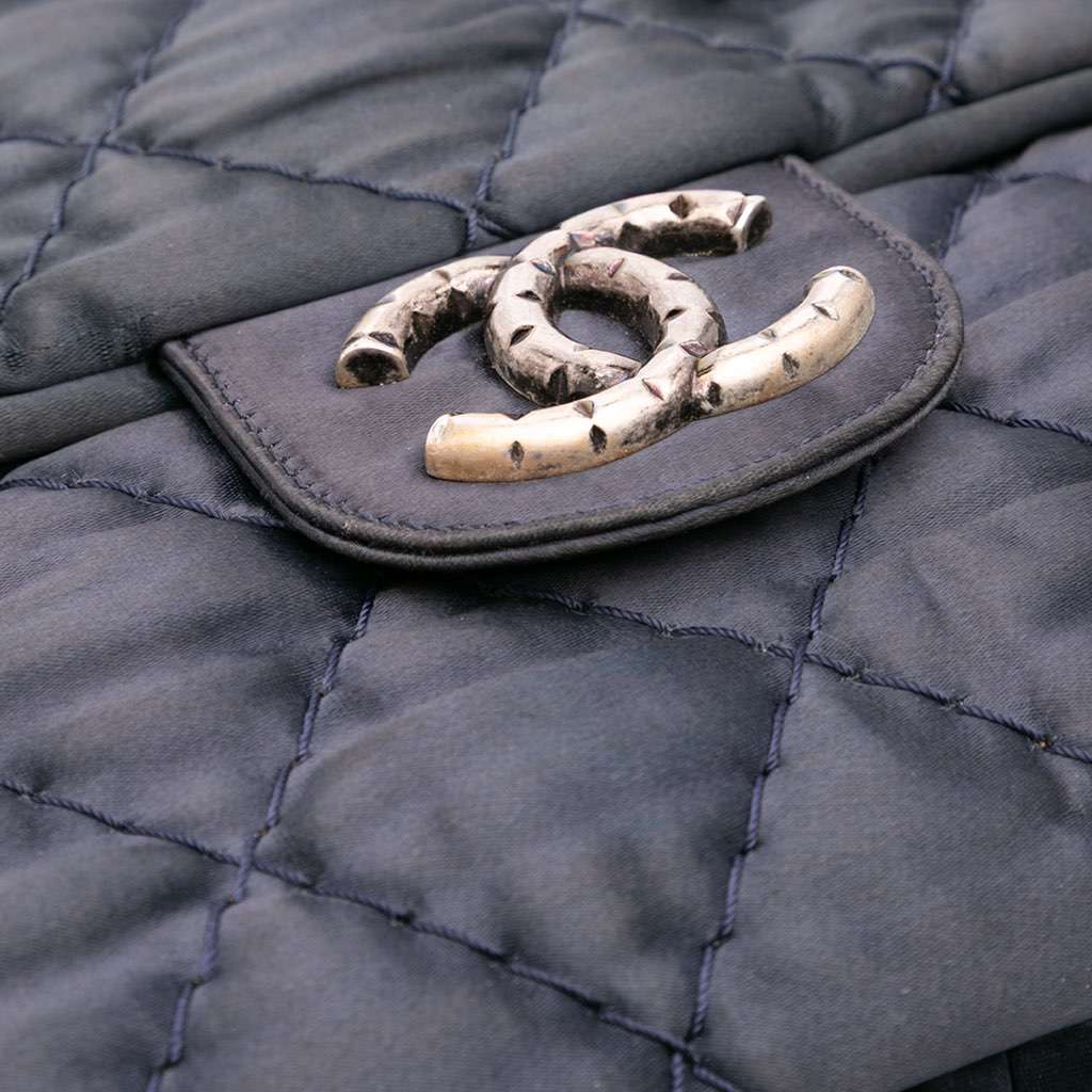 Chanel Extra Large CC Quilted Satin Single Flap - Image 10